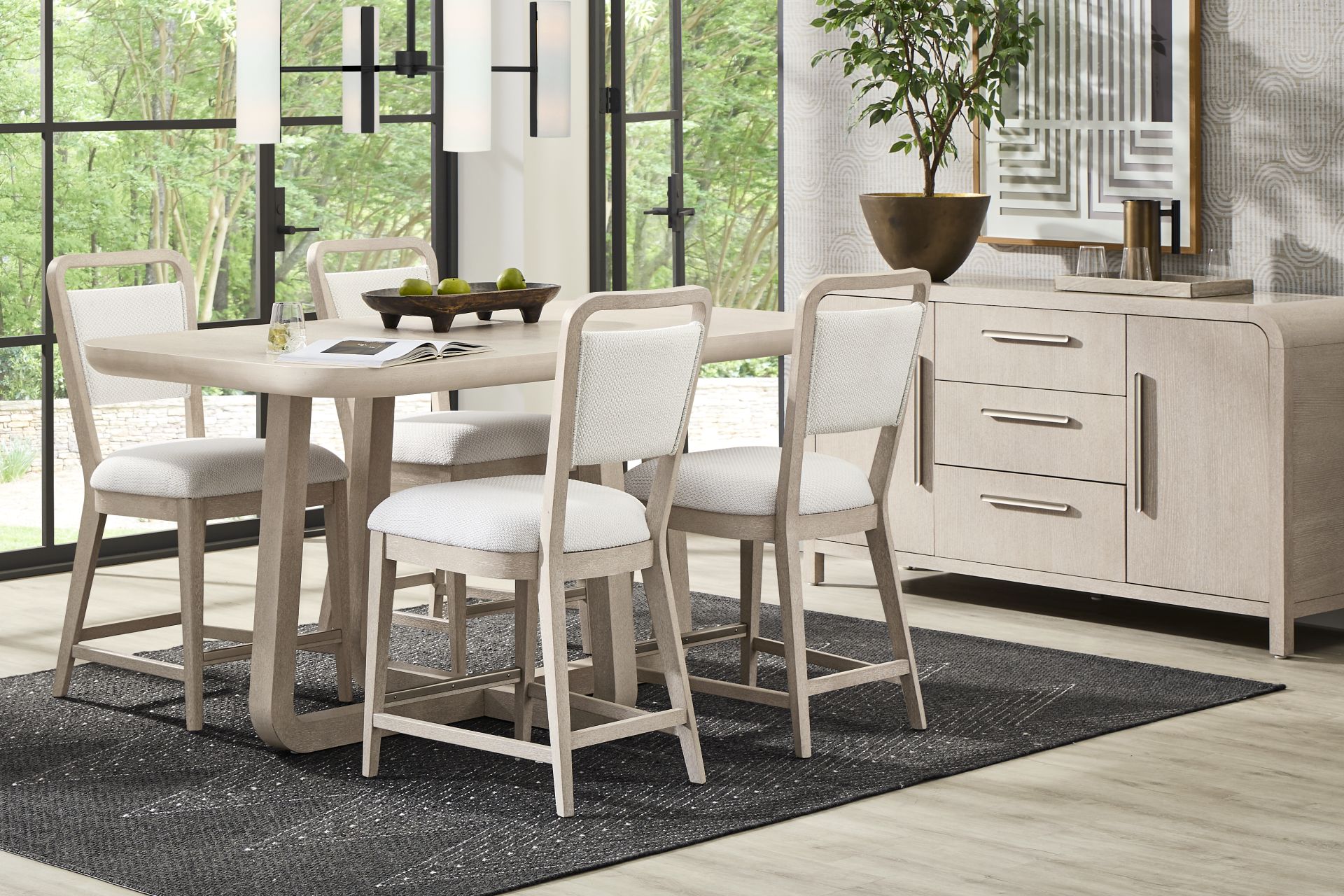 Canyon Light Gray 5 Pc Counter Height Dining Room with Upholstered Chairs - Image 1