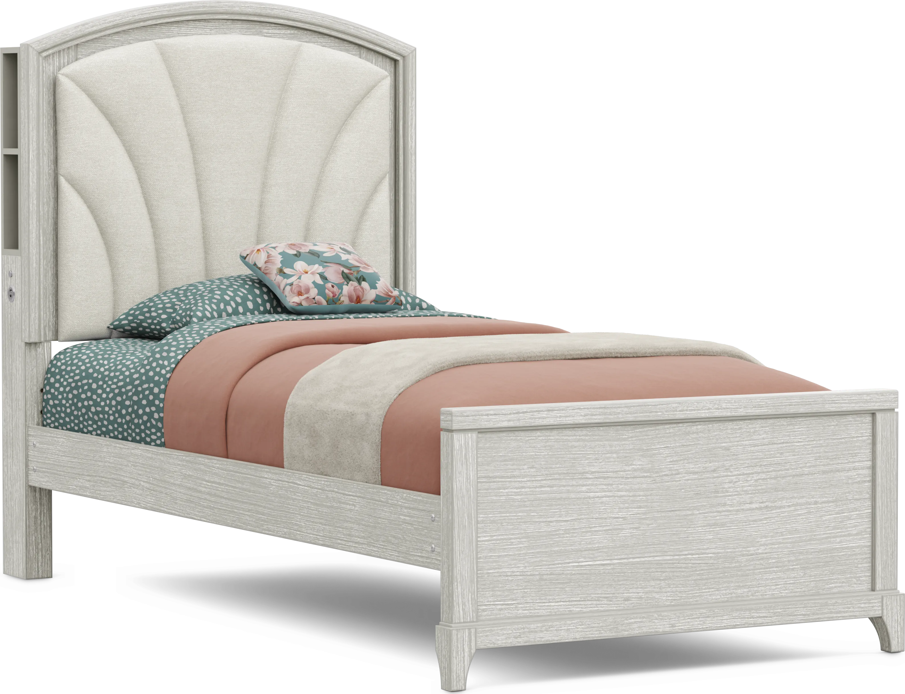 Kids Emilie Rose Twin Wirebrush Gray Upholstered Bedroom - Thumbnail - Image 2