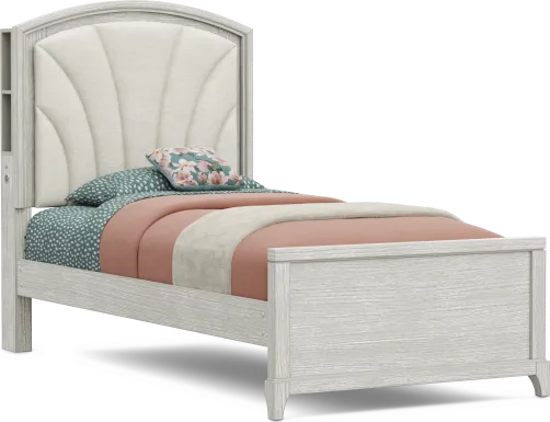 Kids Emilie Rose Wirebrush Gray Twin Upholstered Bed