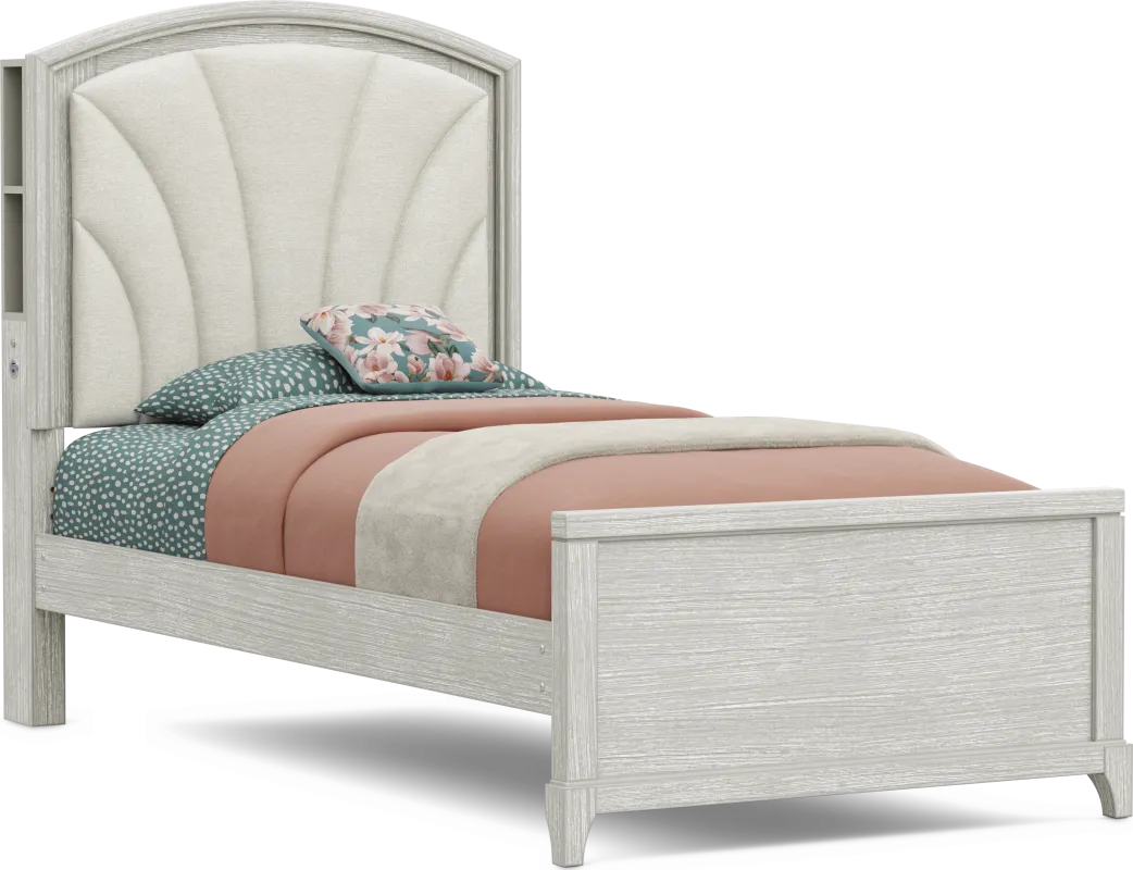 Kids Emilie Rose Wirebrush Gray Twin Upholstered Bed