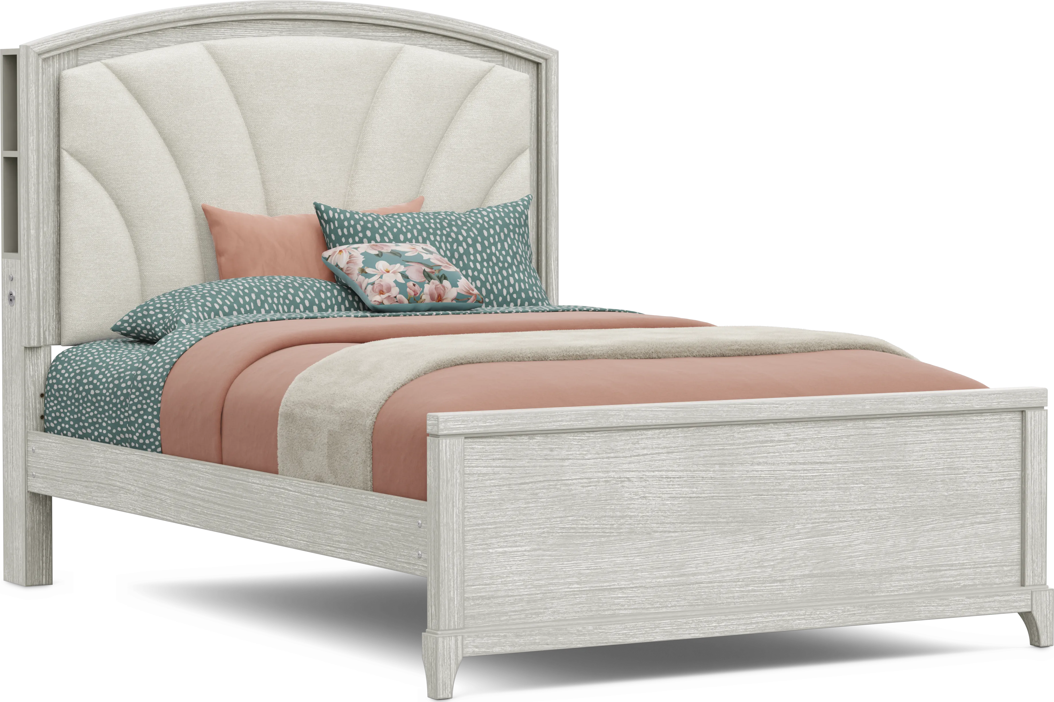 Kids Emilie Rose Wirebrush Gray Full Upholstered Bed - Thumbnail - Image 1