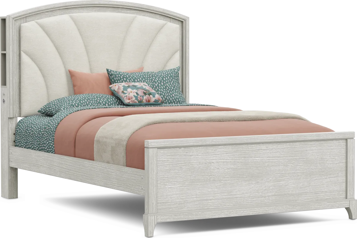 Kids Emilie Rose Wirebrush Gray Full Upholstered Bed