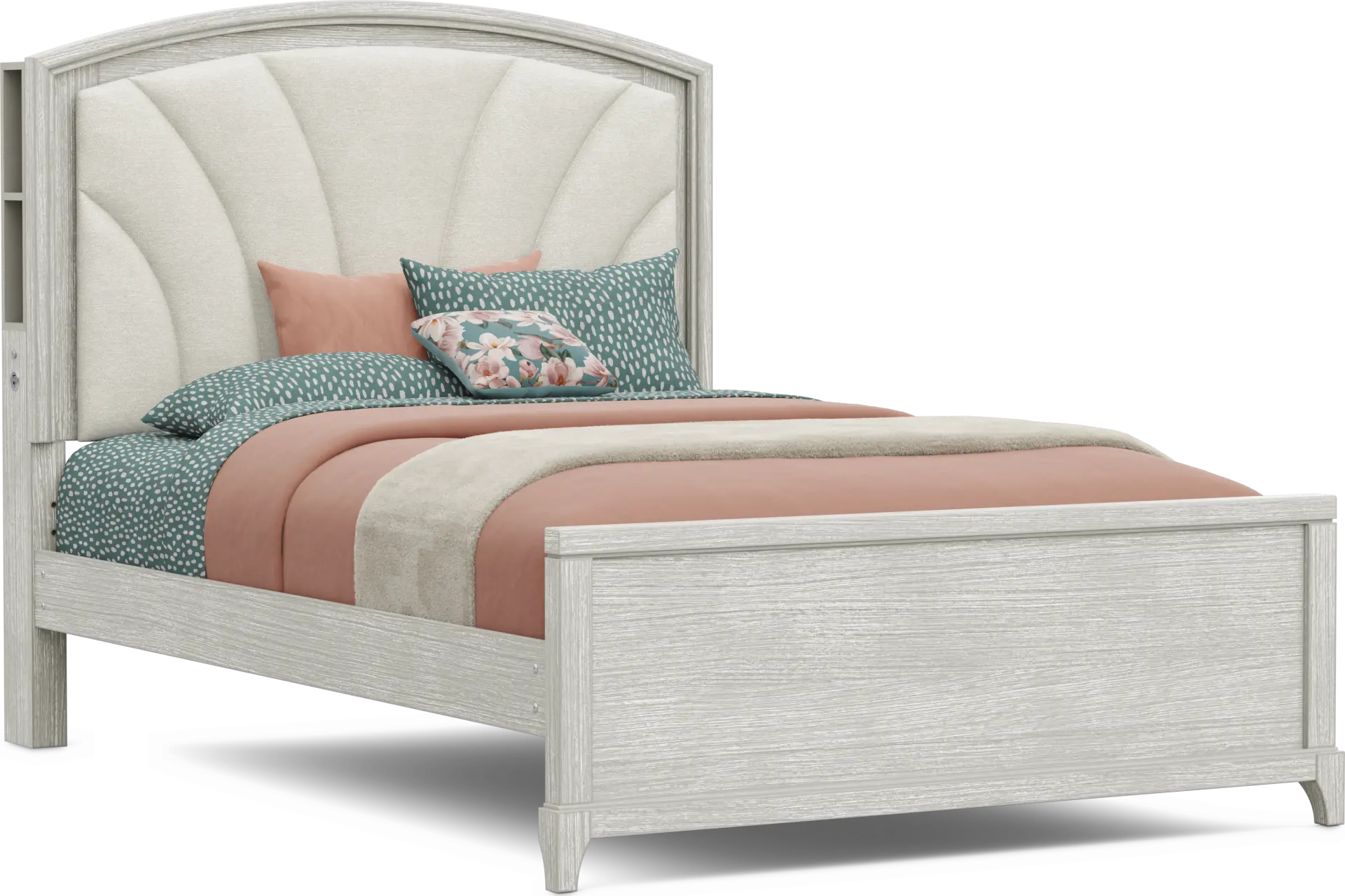 Kids Emilie Rose Wirebrush Gray Full Upholstered Bed