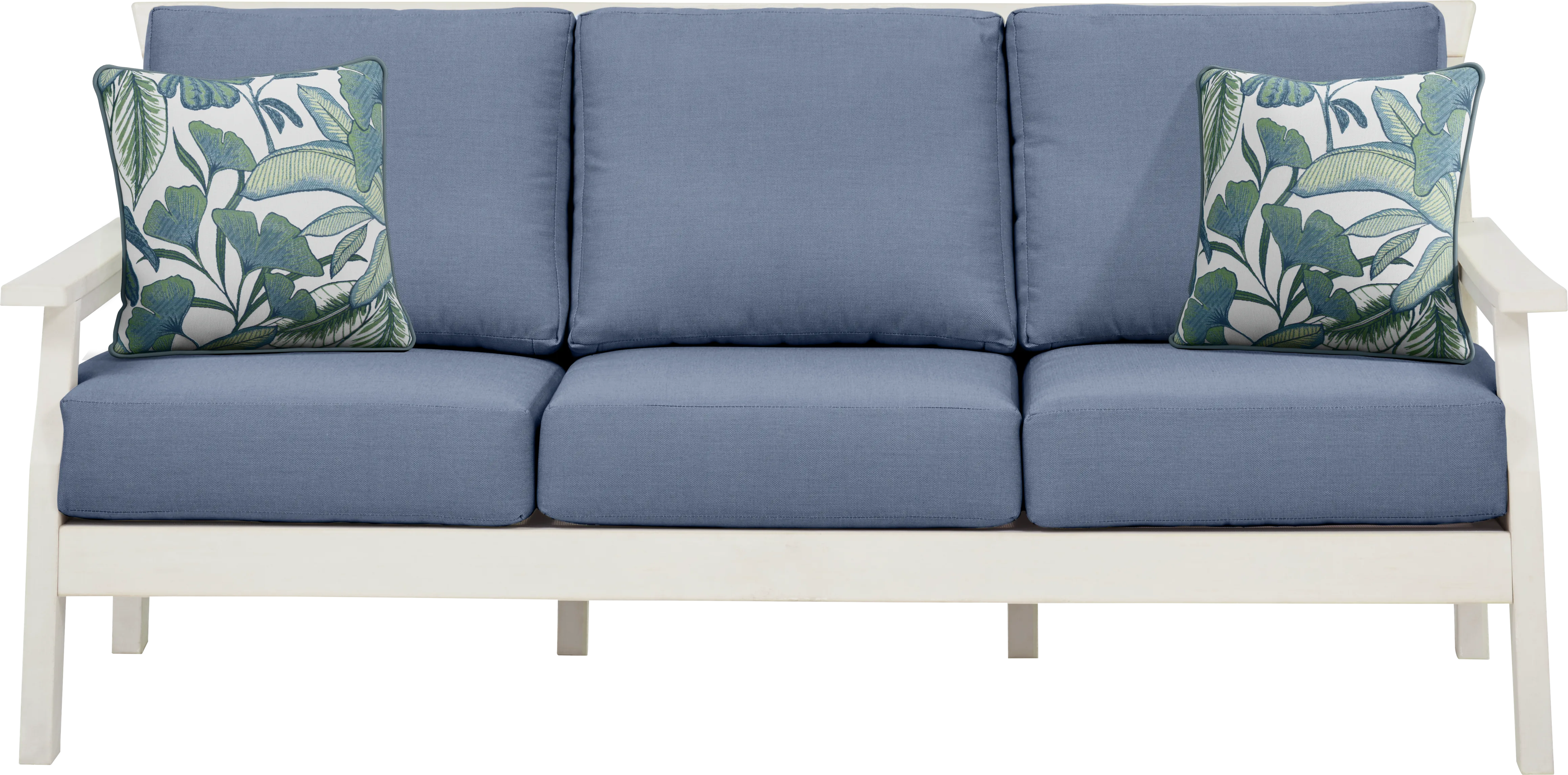 Eastlake White 4 Pc Outdoor Seating Set with Blueberry Cushions - Thumbnail - Image 2