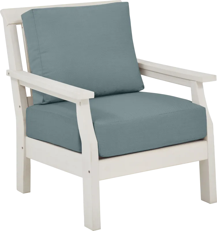 Eastlake White Outdoor Club Chair with Breeze Cushions
