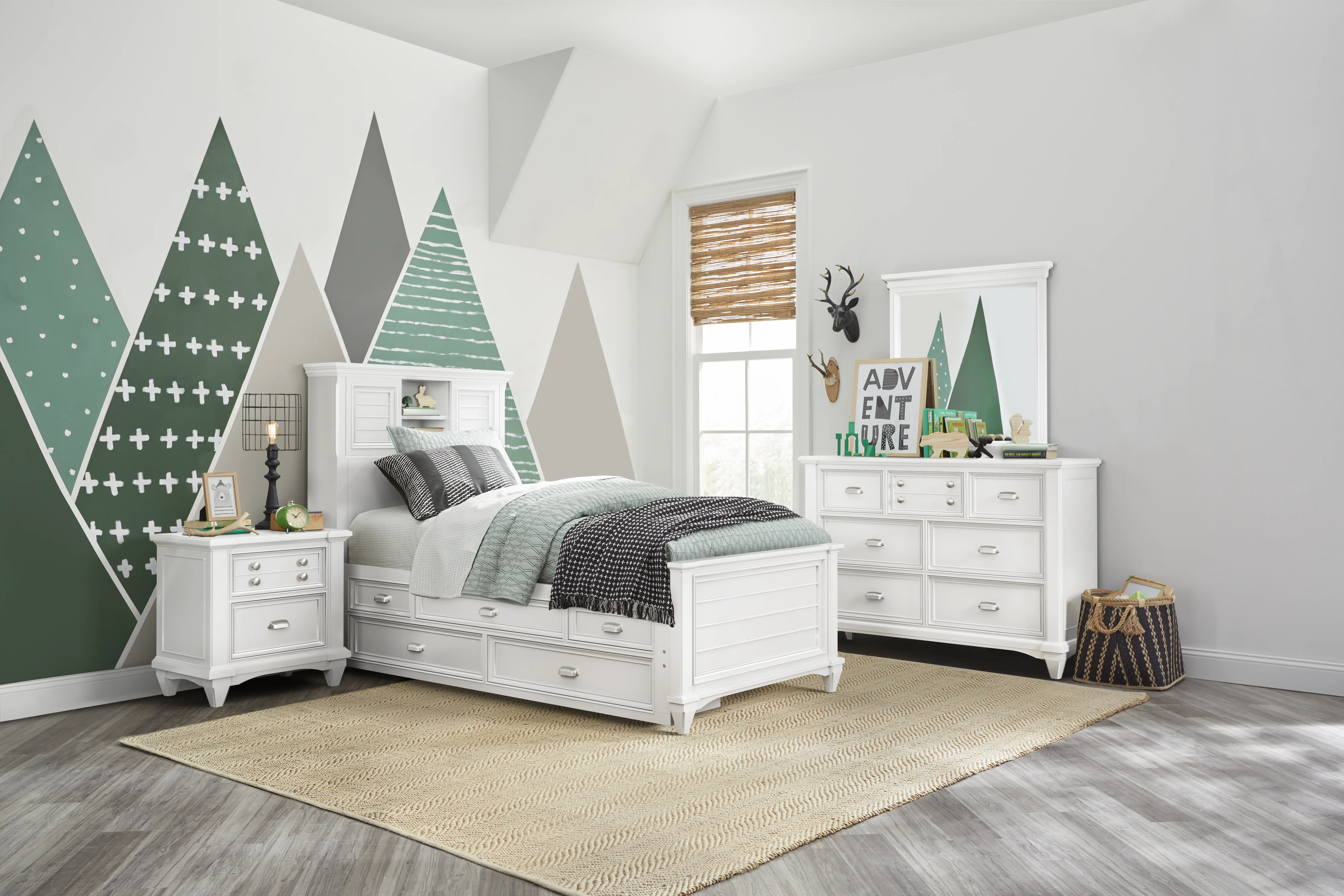 Kids Hilton Head White Twin Bookcase Bed with Storage Side Rail - Thumbnail - Image 2