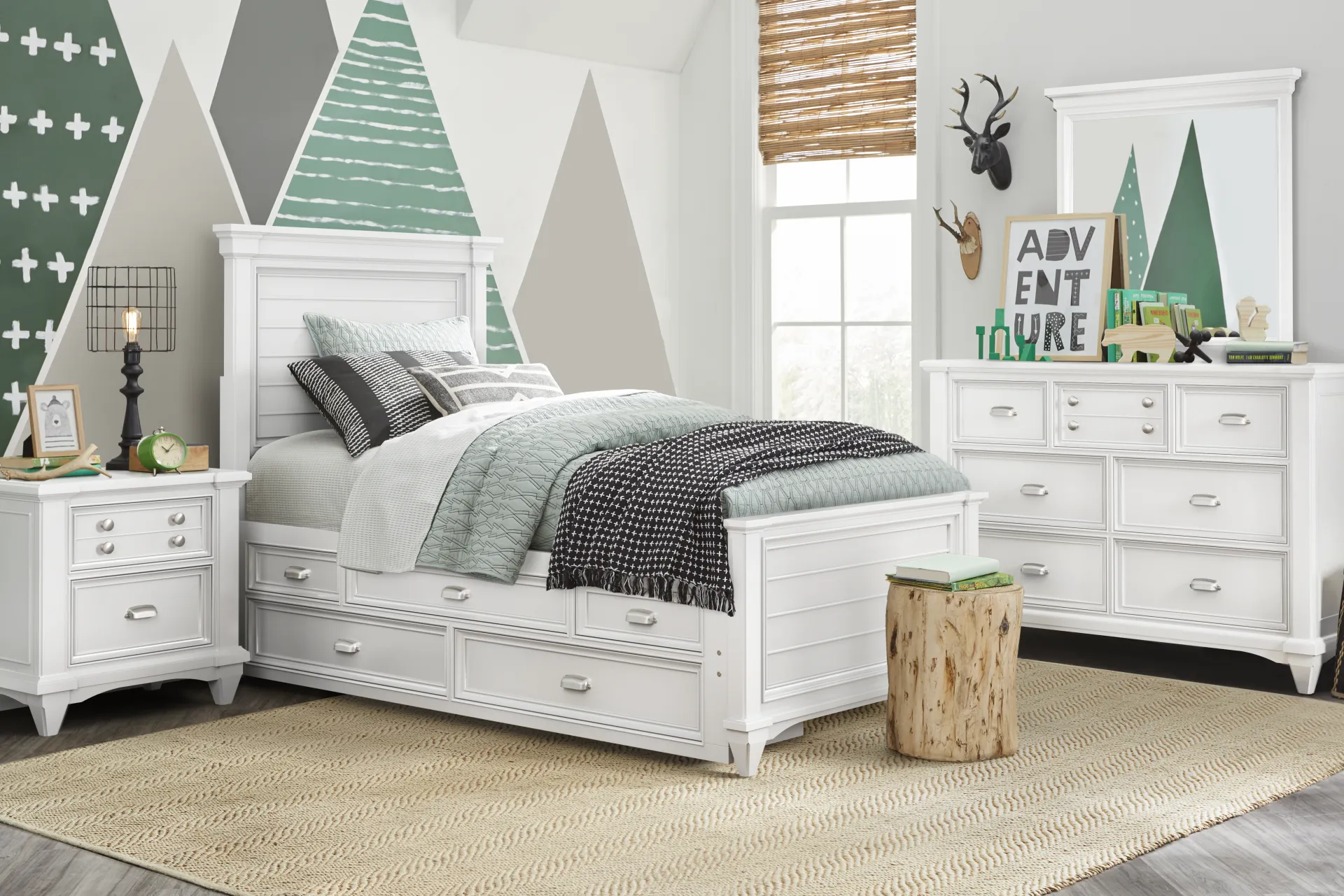 Kids Hilton Head White Twin Panel Bed with Storage Side Rails - Image 2