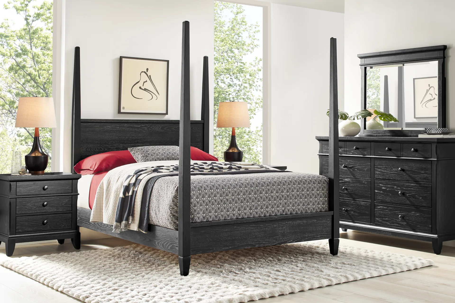 Springville Black 3 Pc Queen Poster Bed - Image 1