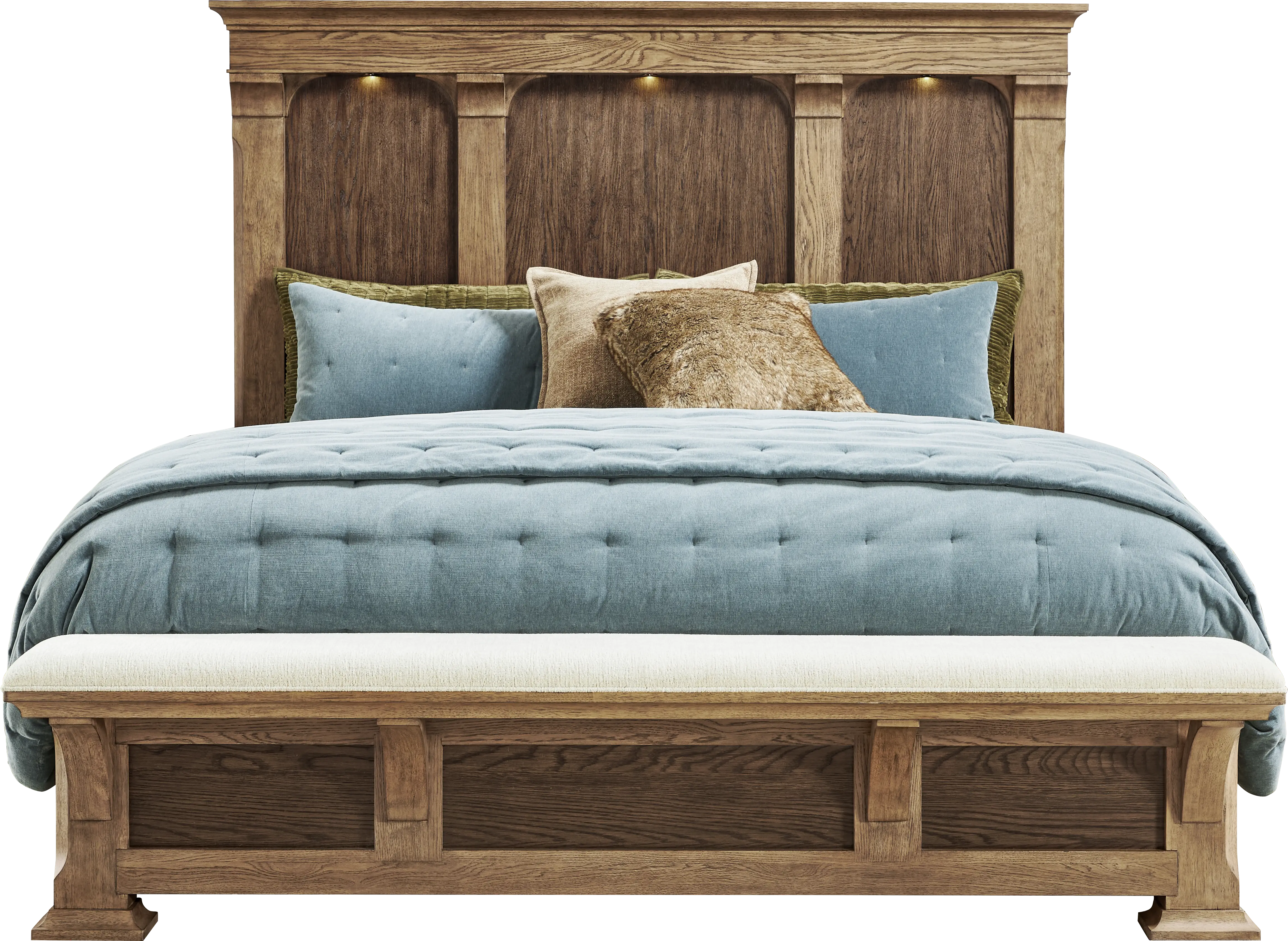 Telluride Brown 5 Pc King Panel Bedroom with Upholstered Bench - Thumbnail - Image 2