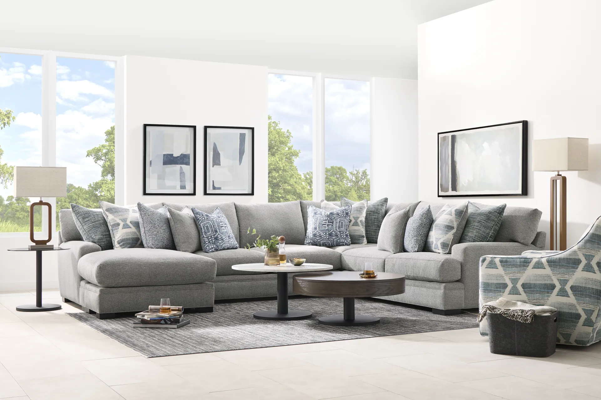 Bedford Park Gray 3 Pc Sectional with Chaise - Image 1