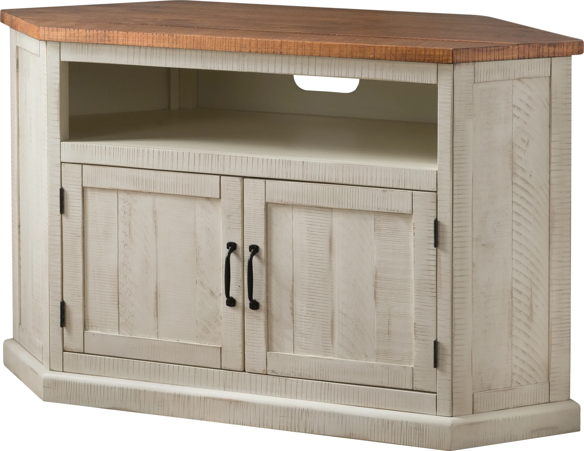 Rustic Path Tobacco 49.5 in. Corner Console - Image 1