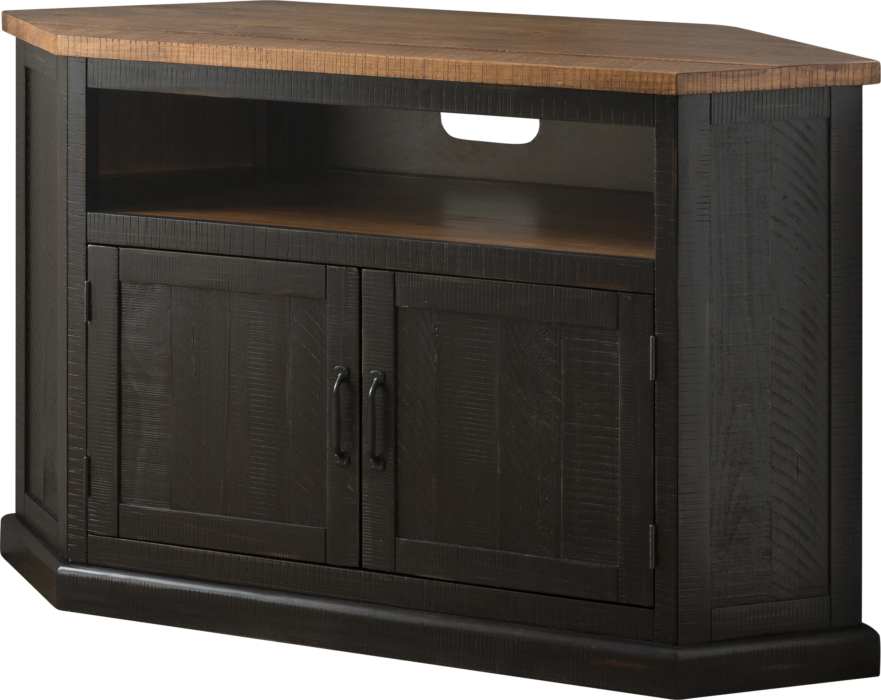 Rustic Path Black 49.5 in. Corner Console - Thumbnail - Image 1