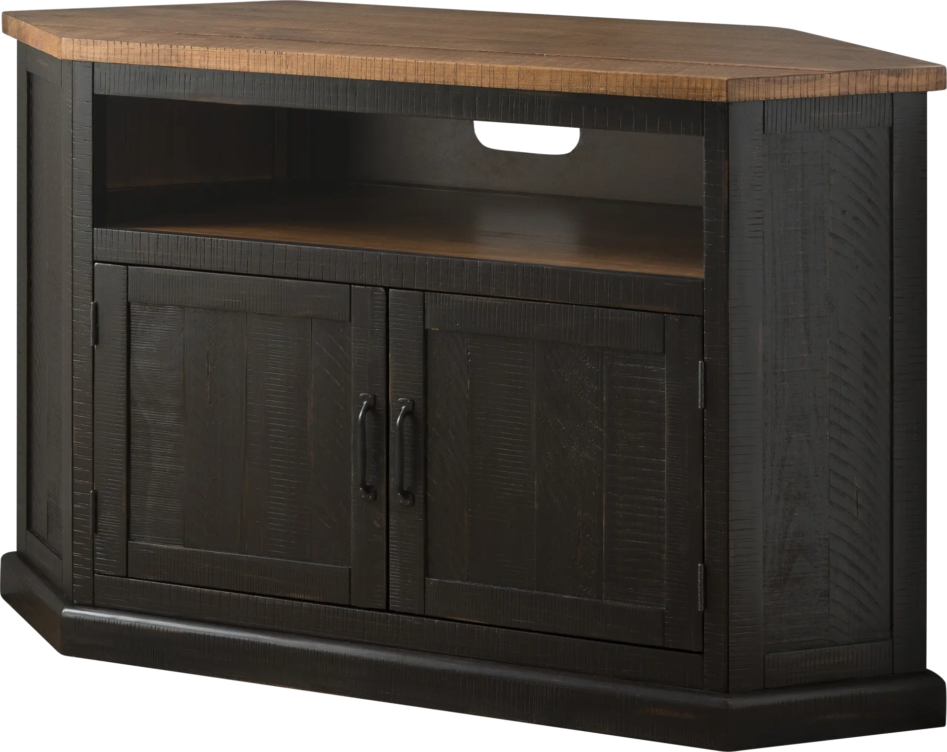 Rustic Path Black 49.5 in. Corner Console