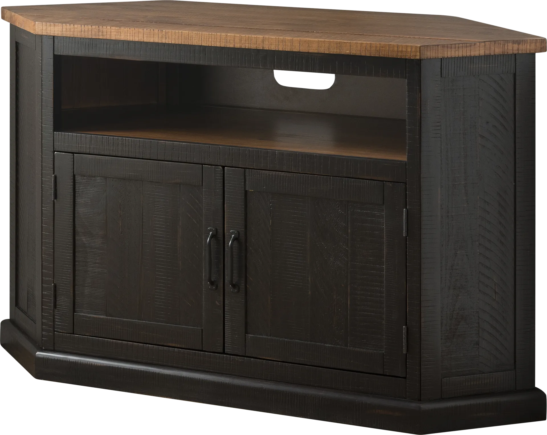 Rustic Path Black 49.5 in. Corner Console - Image 1