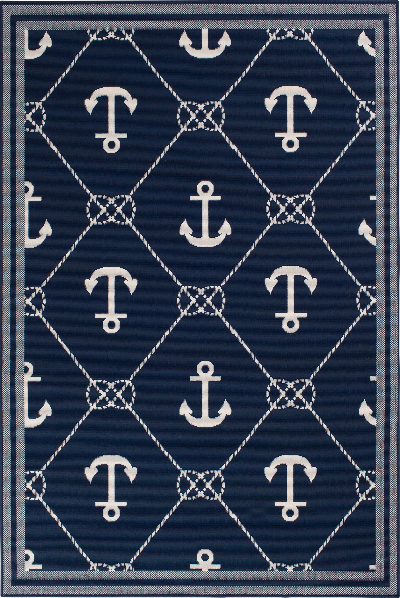 Cayson Anchor Navy 6'7 x 9'6 Indoor/Outdoor Rug - Thumbnail - Image 1
