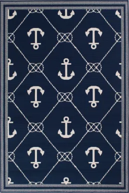 Cayson Anchor Navy 6'7 x 9'6 Indoor/Outdoor Rug