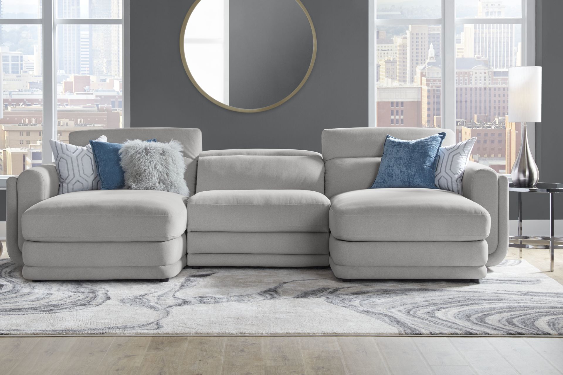 Dillon Smoke 3 Pc Dual Power Reclining Sectional - Image 1