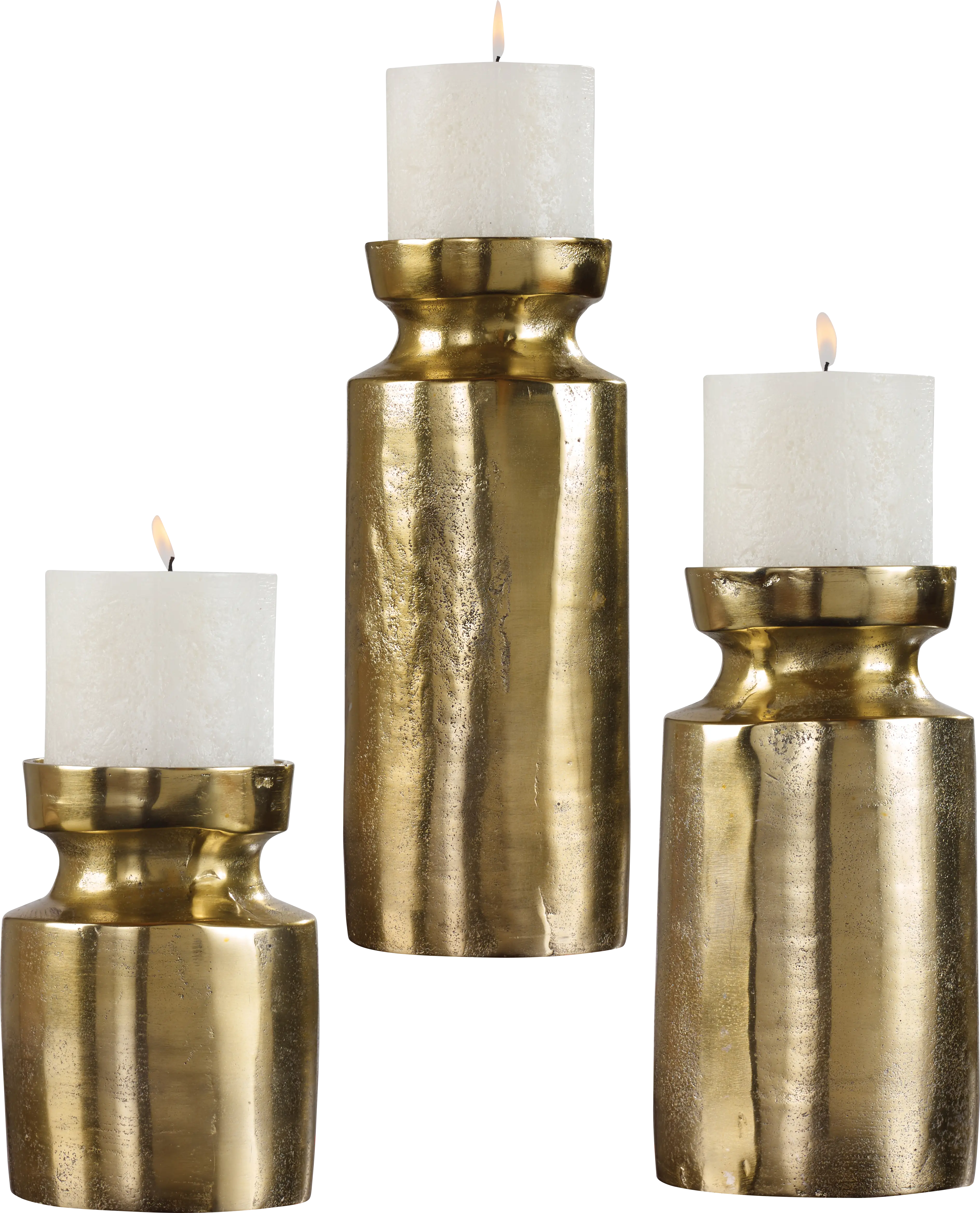 Tevita Brass Candle Holder, Set of 3 - Thumbnail - Image 1