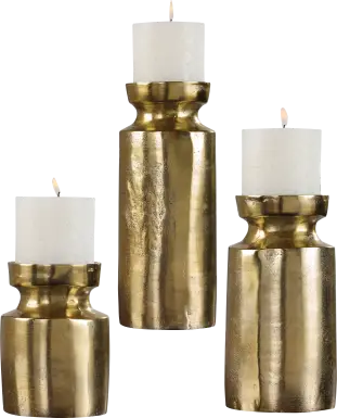 Tevita Brass Candle Holder, Set of 3