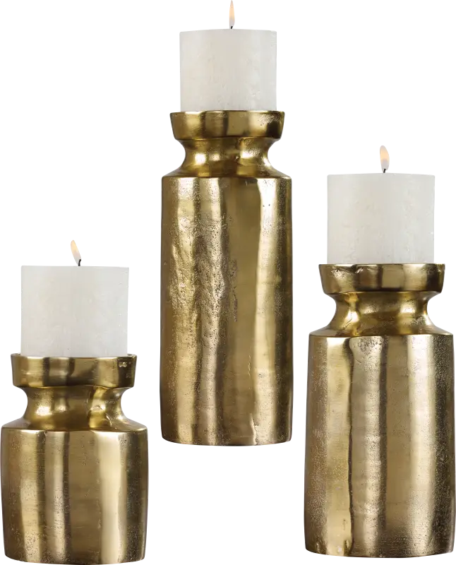 Tevita Brass Candle Holder, Set of 3