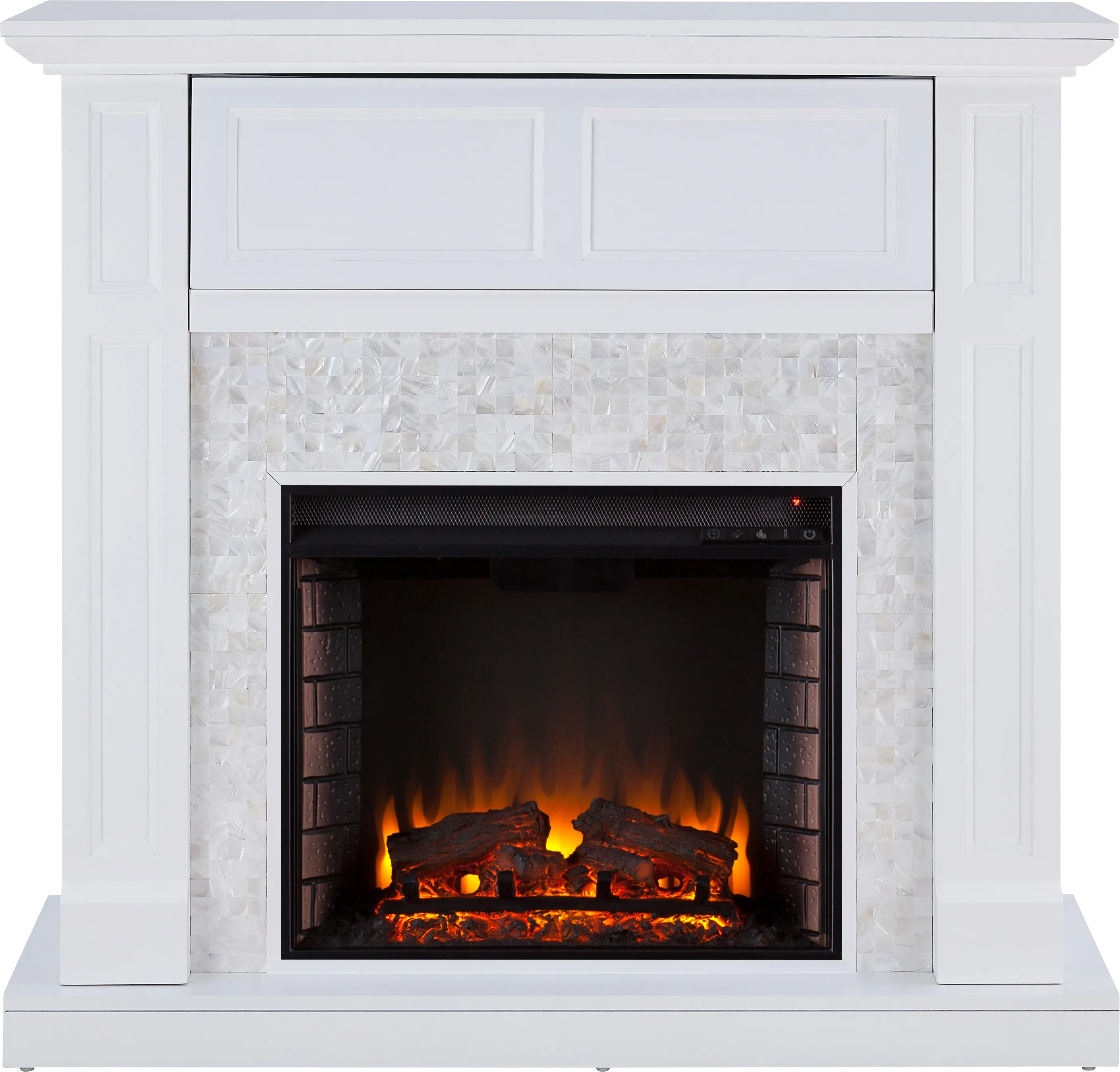 Novatak White 45.5 in. Console with Electric Fireplace - Thumbnail - Image 1