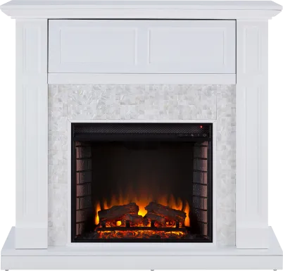 Novatak White 45.5 in. Console with Electric Fireplace