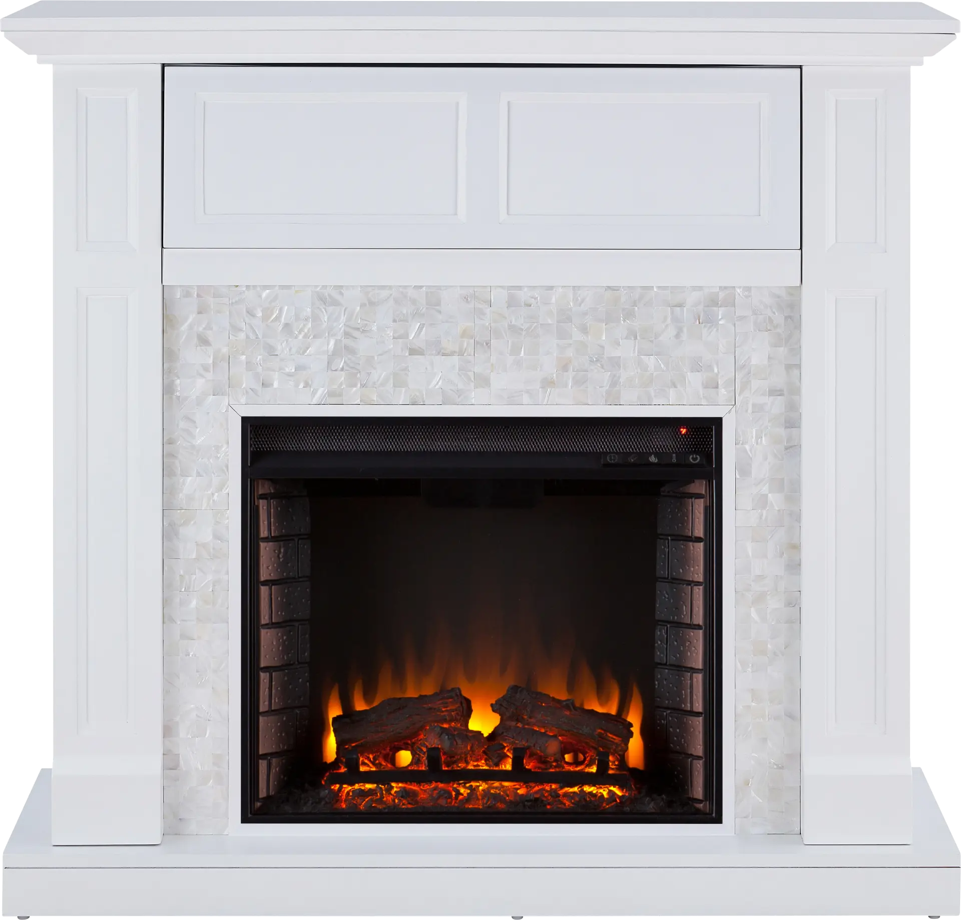 Novatak White 45.5 in. Console with Electric Fireplace