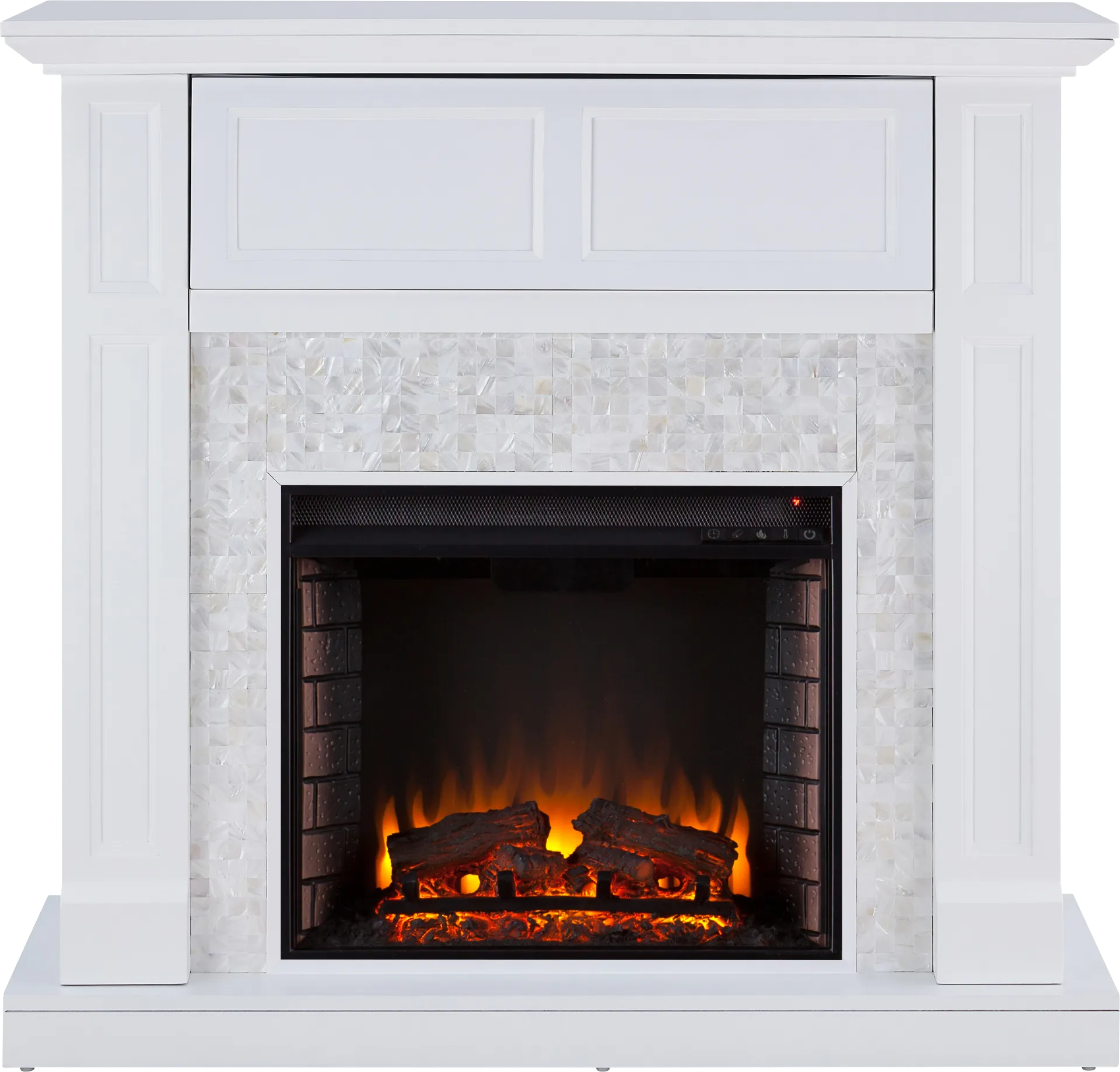 Novatak White 45.5 in. Console with Electric Fireplace - Image 1