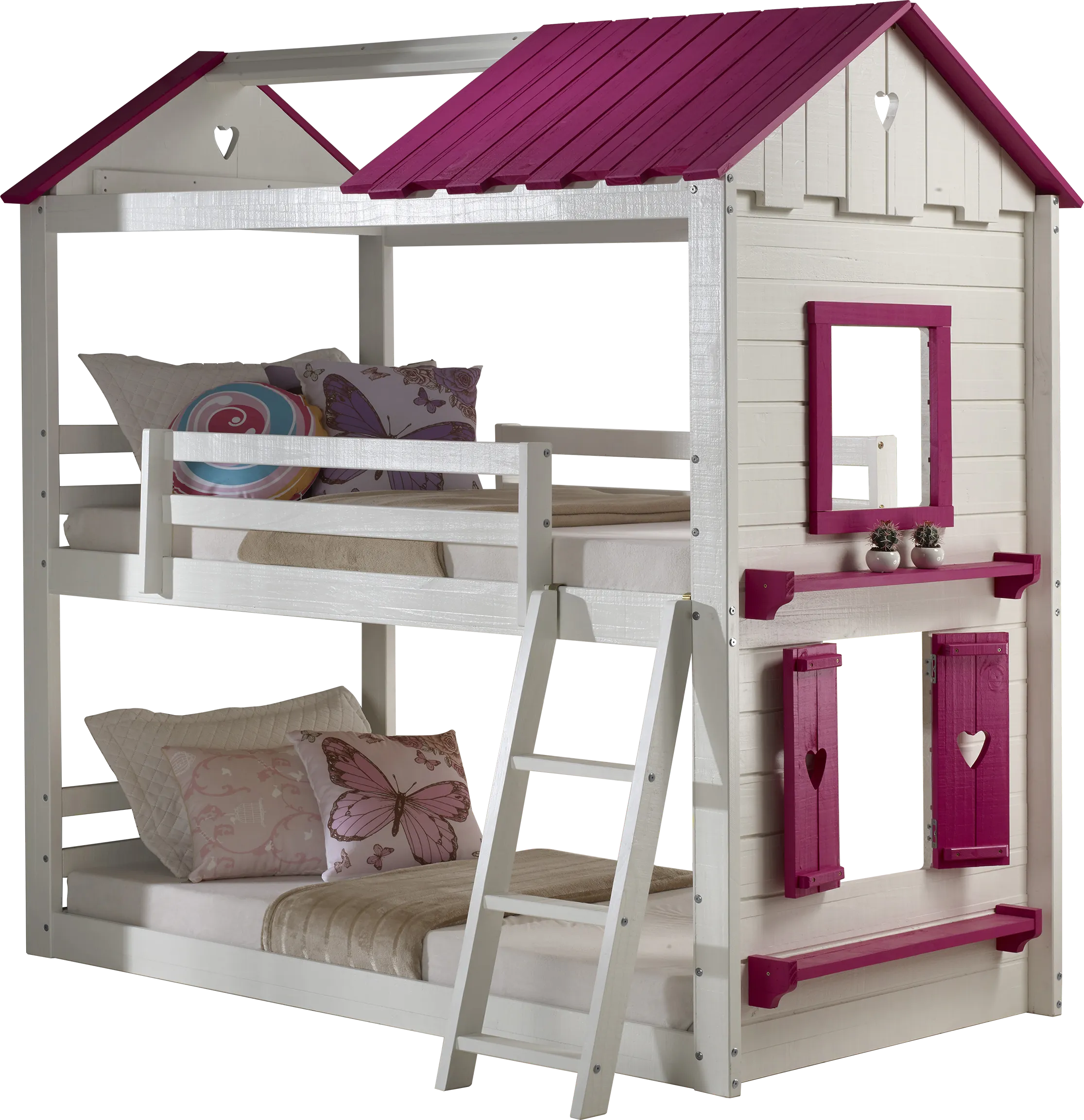 Heartbeat Cottage White Twin/Twin Bunk Bed - Thumbnail - Image 1