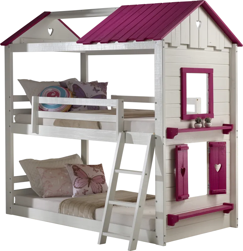 Heartbeat Cottage White Twin/Twin Bunk Bed