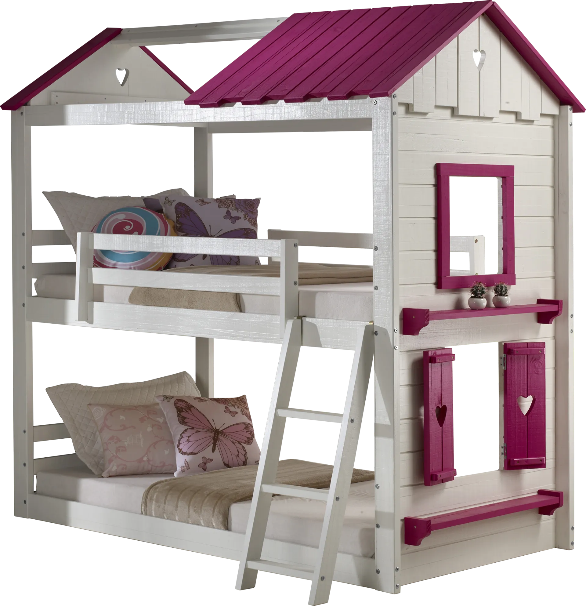 Heartbeat Cottage White Twin/Twin Bunk Bed - Image 1
