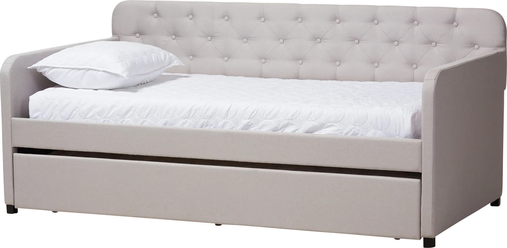 Milam Beige Twin Daybed With Trundle - Thumbnail - Image 1