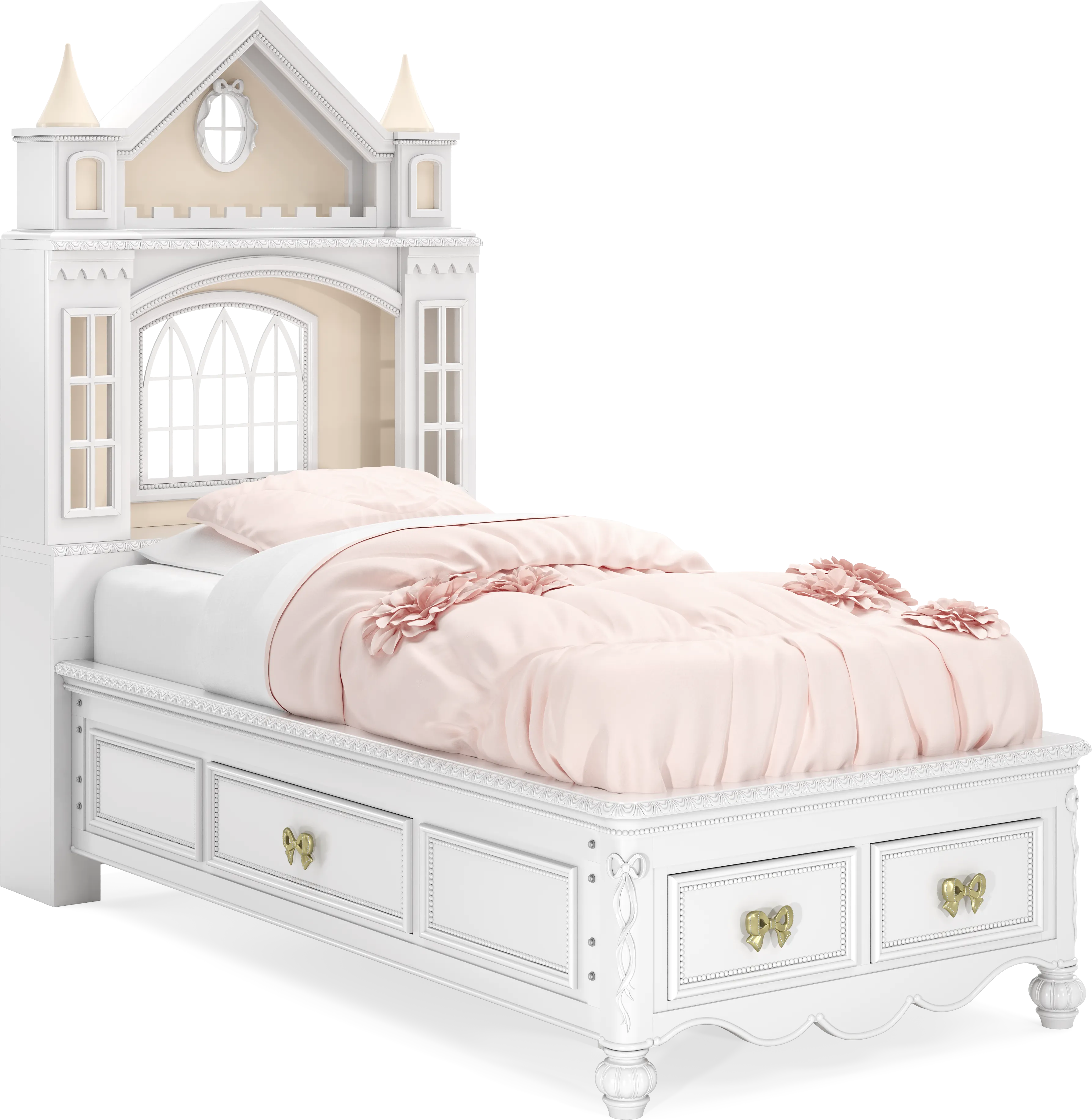 Disney Princess Sparkle White Twin Castle Storage Bed - Thumbnail - Image 1