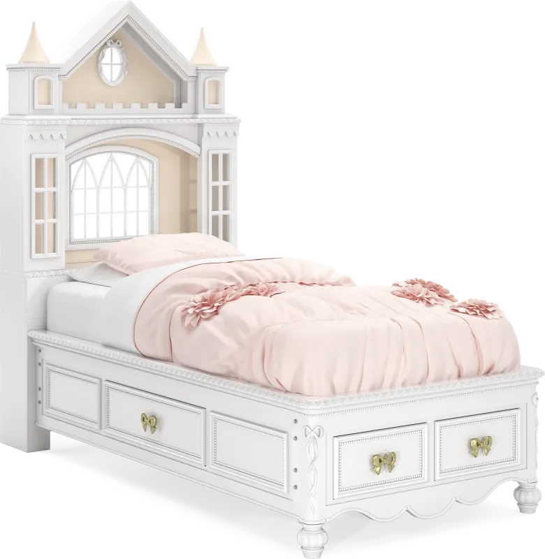 Disney Princess Sparkle White Twin Castle Storage Bed