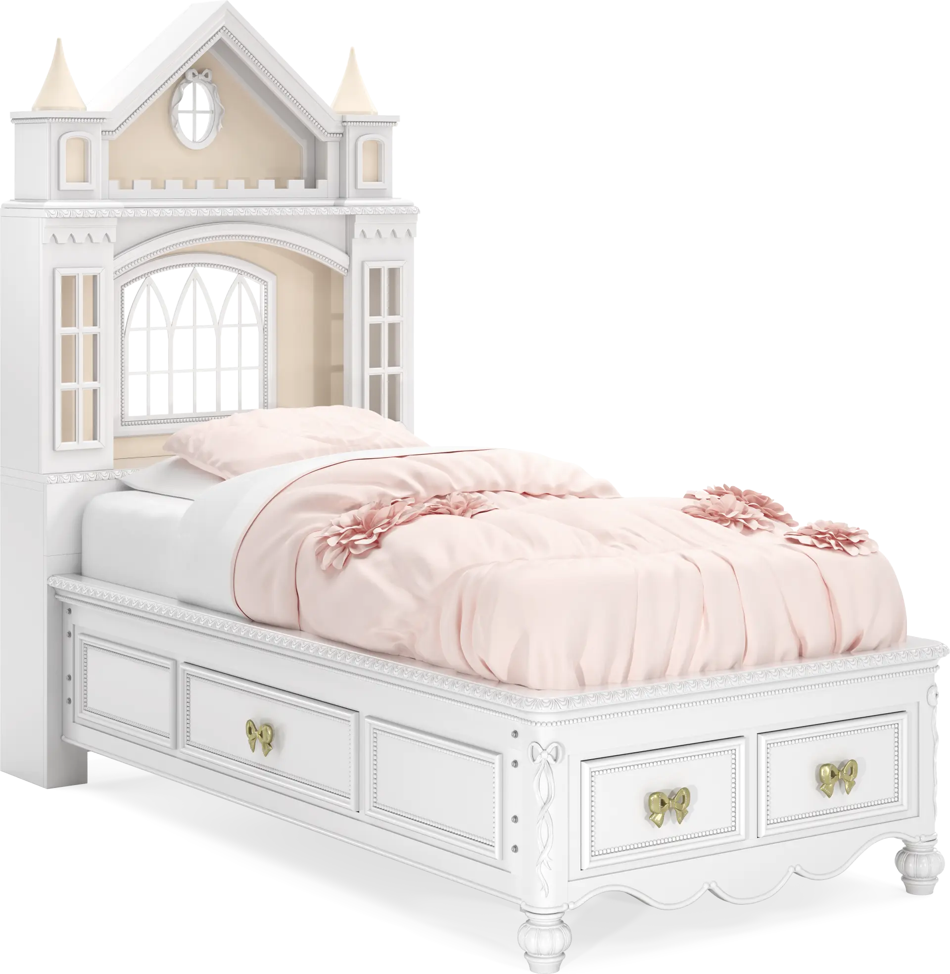 Disney Princess Sparkle White Twin Castle Storage Bed