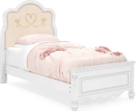 Disney Princess Sparkle White Twin Upholstered Panel Bed
