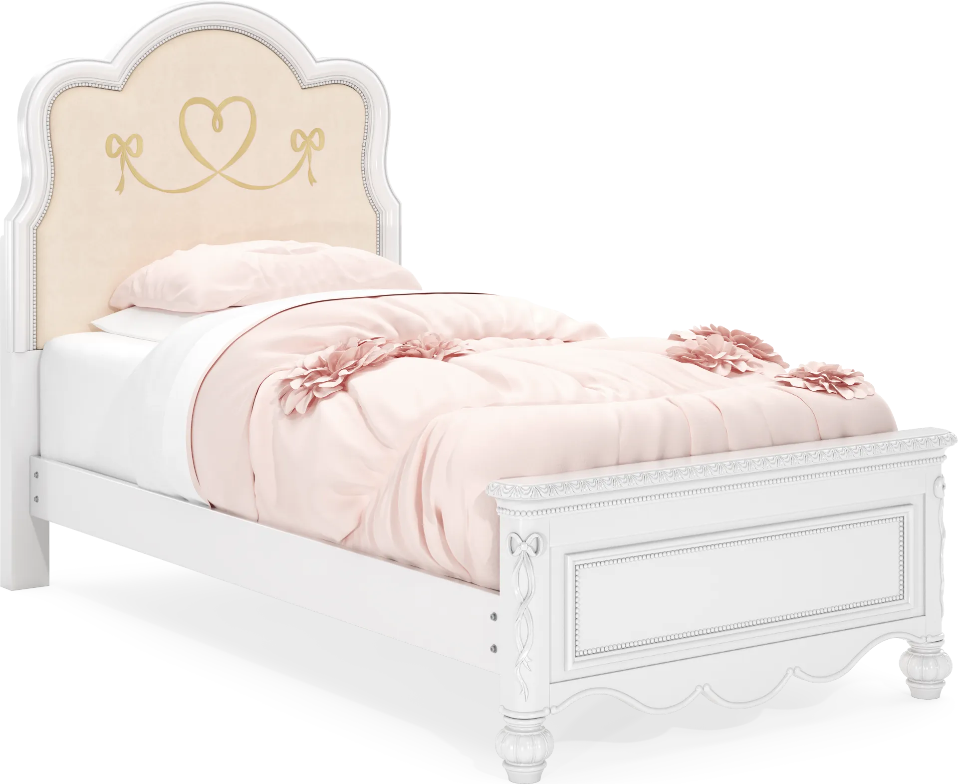 Disney Princess Sparkle White Twin Upholstered Panel Bed - Image 1
