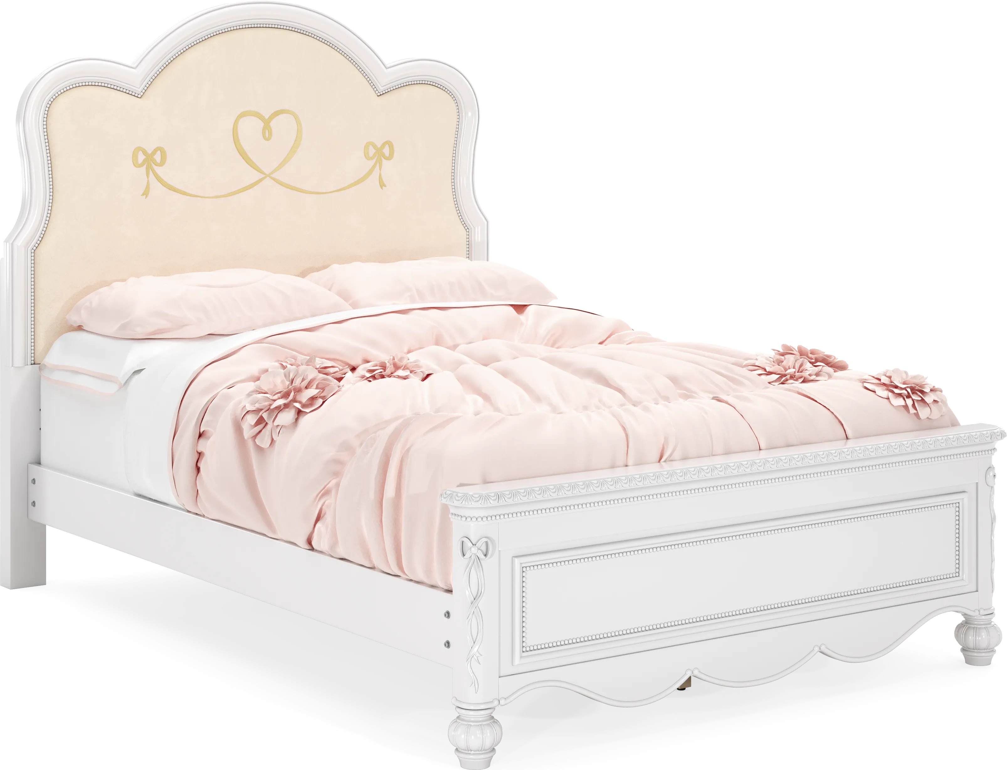 Disney Princess Sparkle White Full Upholstered Panel Bed - Thumbnail - Image 1