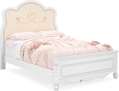 Disney Princess Sparkle White Full Upholstered Panel Bed