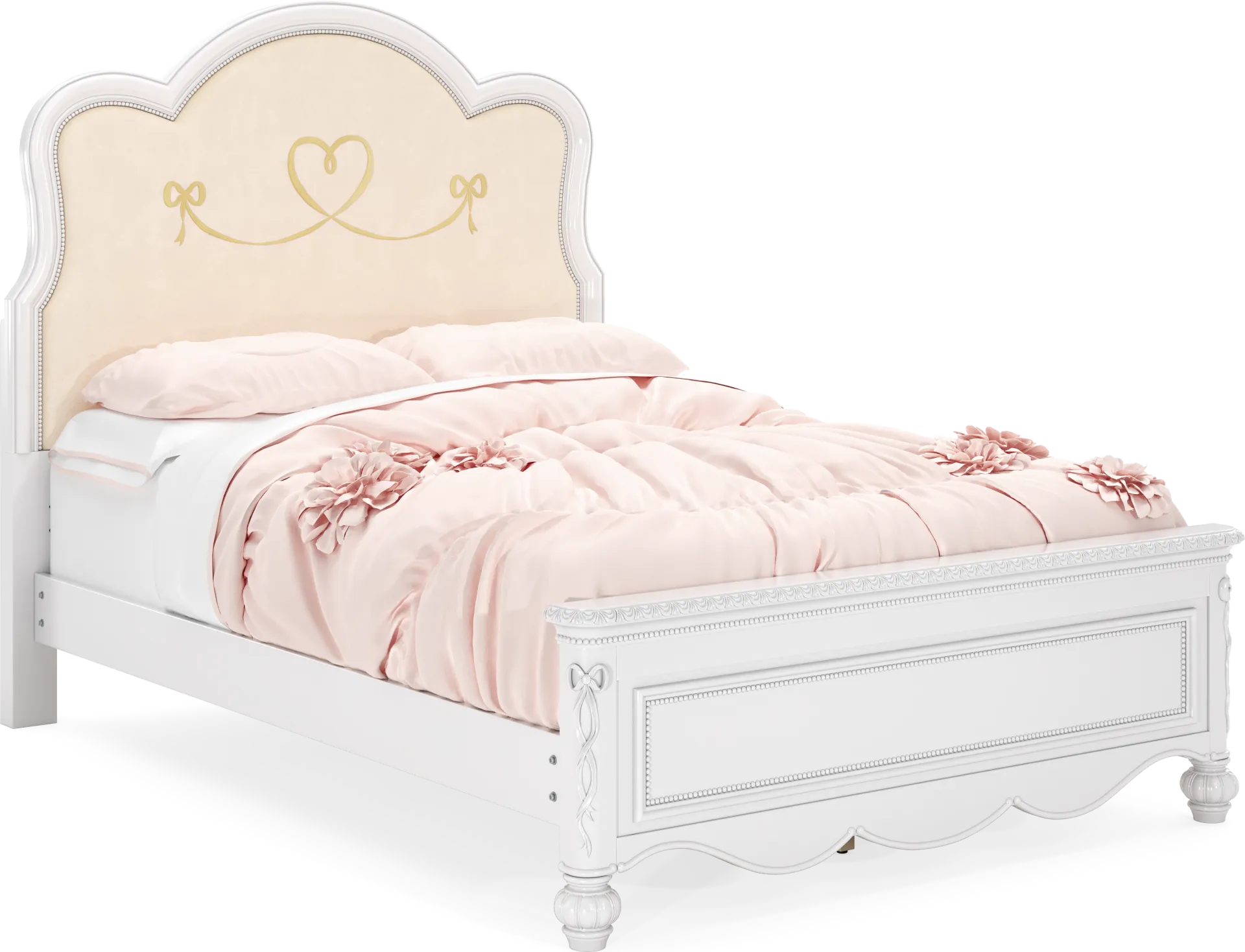 Disney Princess Sparkle White Full Upholstered Panel Bed - Image 1