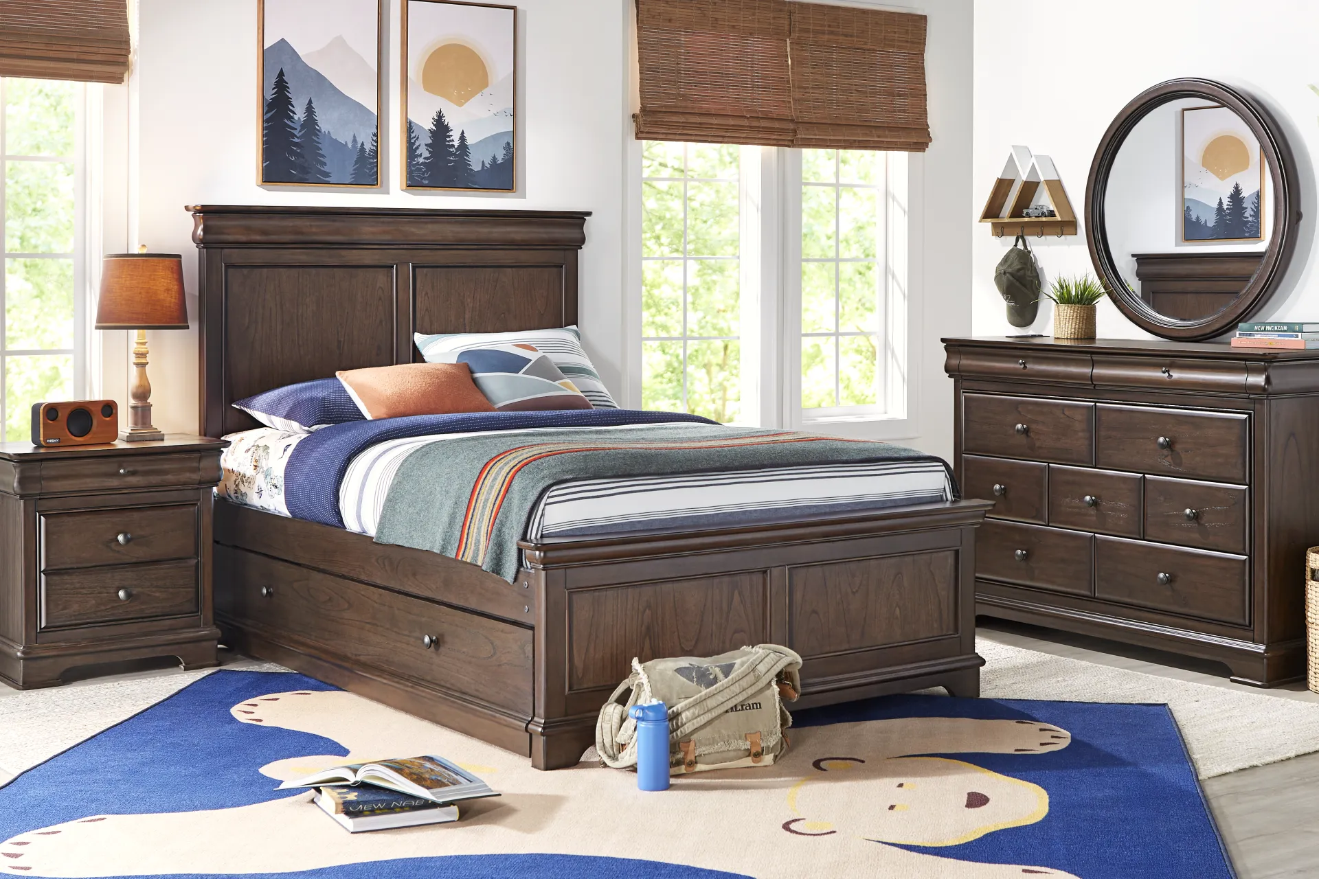 Kids Oberon Chocolate Full Panel Bed - Image 1