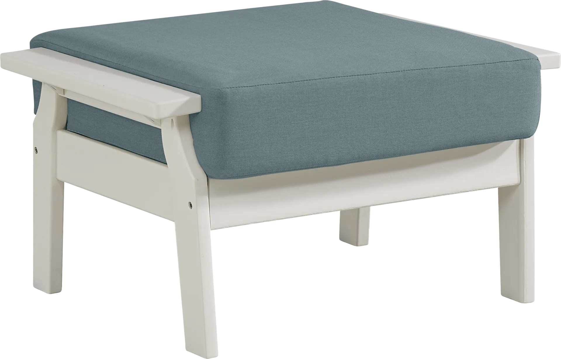 Eastlake White Outdoor Ottoman with Breeze Cushion - Image 1