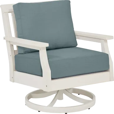 Eastlake White Outdoor Swivel Rocker Chair with Breeze Cushions