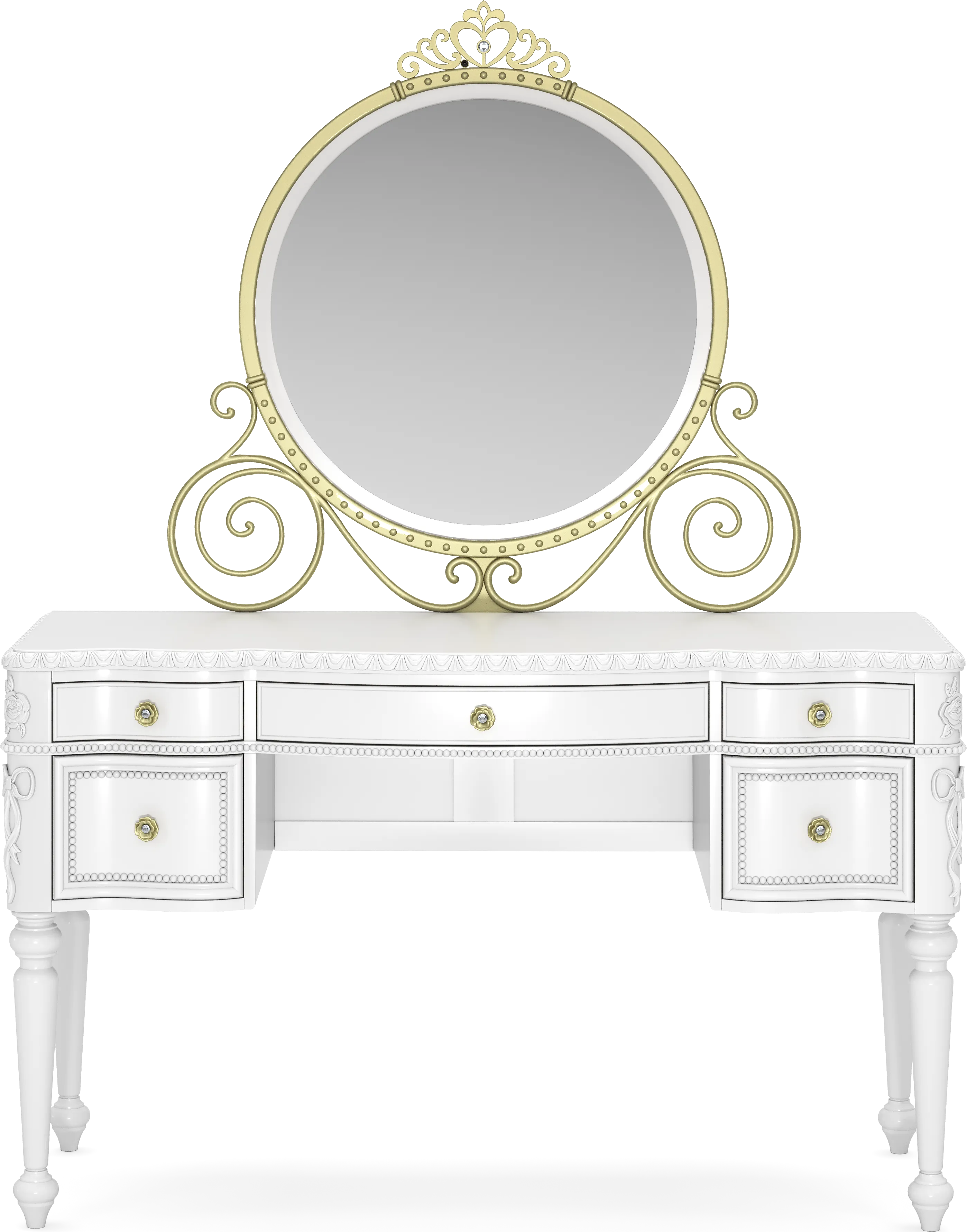 Disney Princess Sparkle White Desk with Carriage Mirror - Thumbnail - Image 1