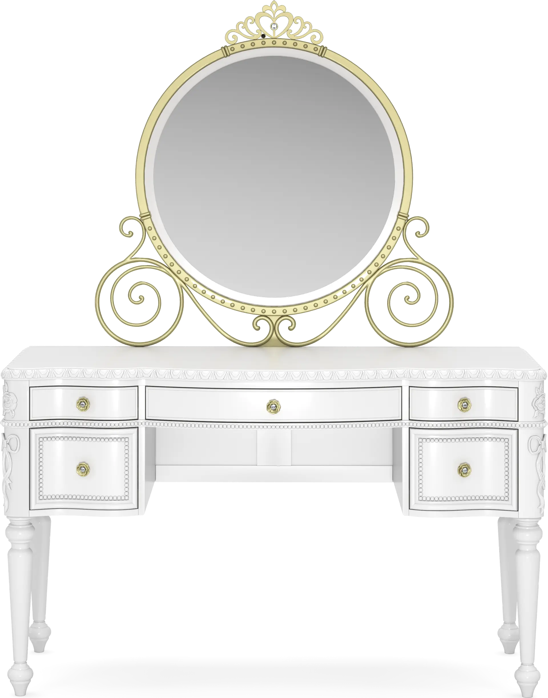 Disney Princess Sparkle White Desk with Carriage Mirror