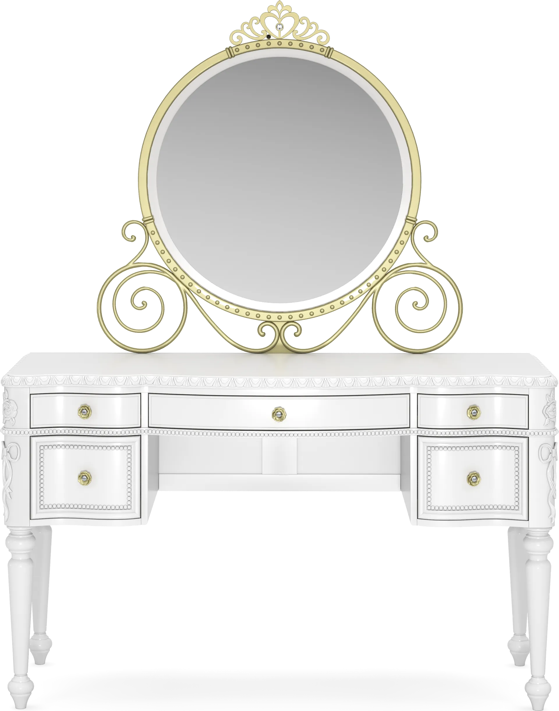 Disney Princess Sparkle White Desk with Carriage Mirror - Image 1