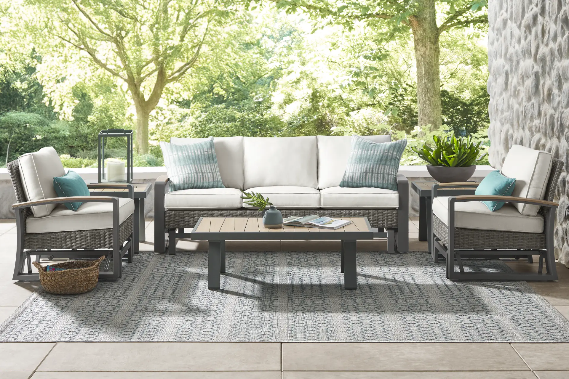 Randolph Gray 4 Pc Outdoor Glider Seating Set