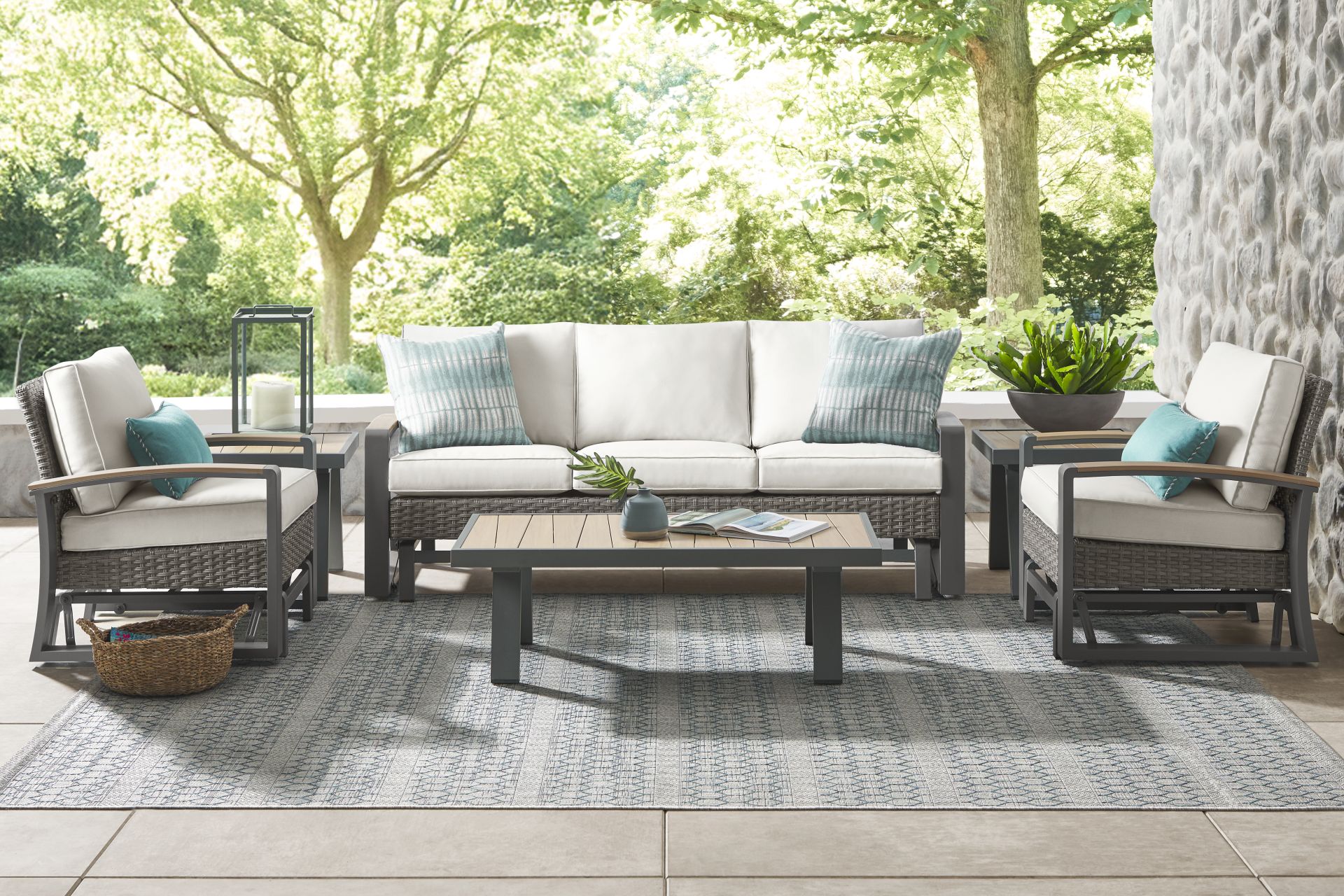 Randolph Gray 4 Pc Outdoor Glider Seating Set - Image 1