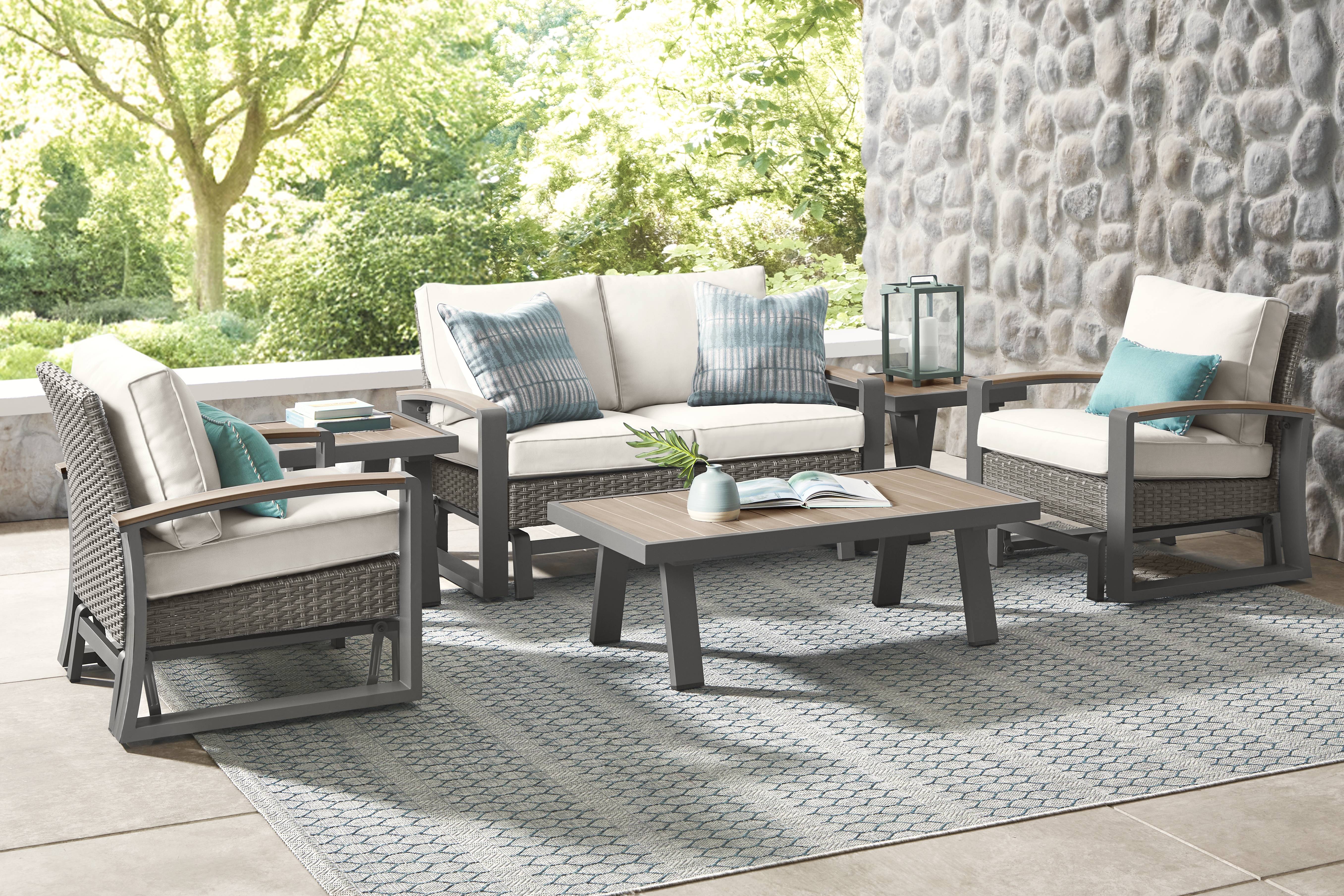 Randolph Gray 4 Pc Outdoor Glider Loveseat Seating Set - Thumbnail - Image 1