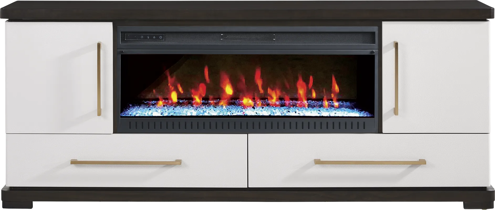 Elko Falls White 80 in. Console with Electric Fireplace